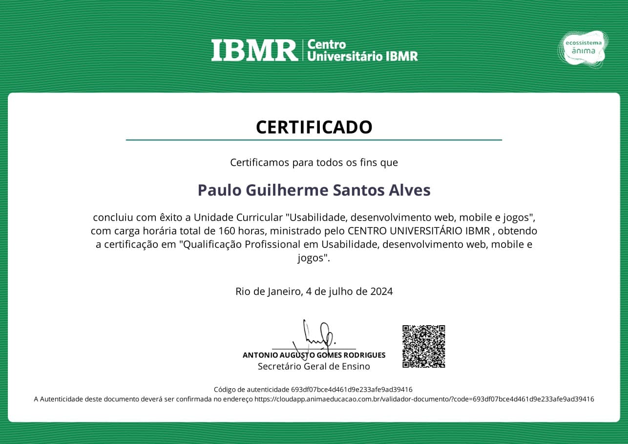 Usabilidade, Dev Web, Mobile e Jogos