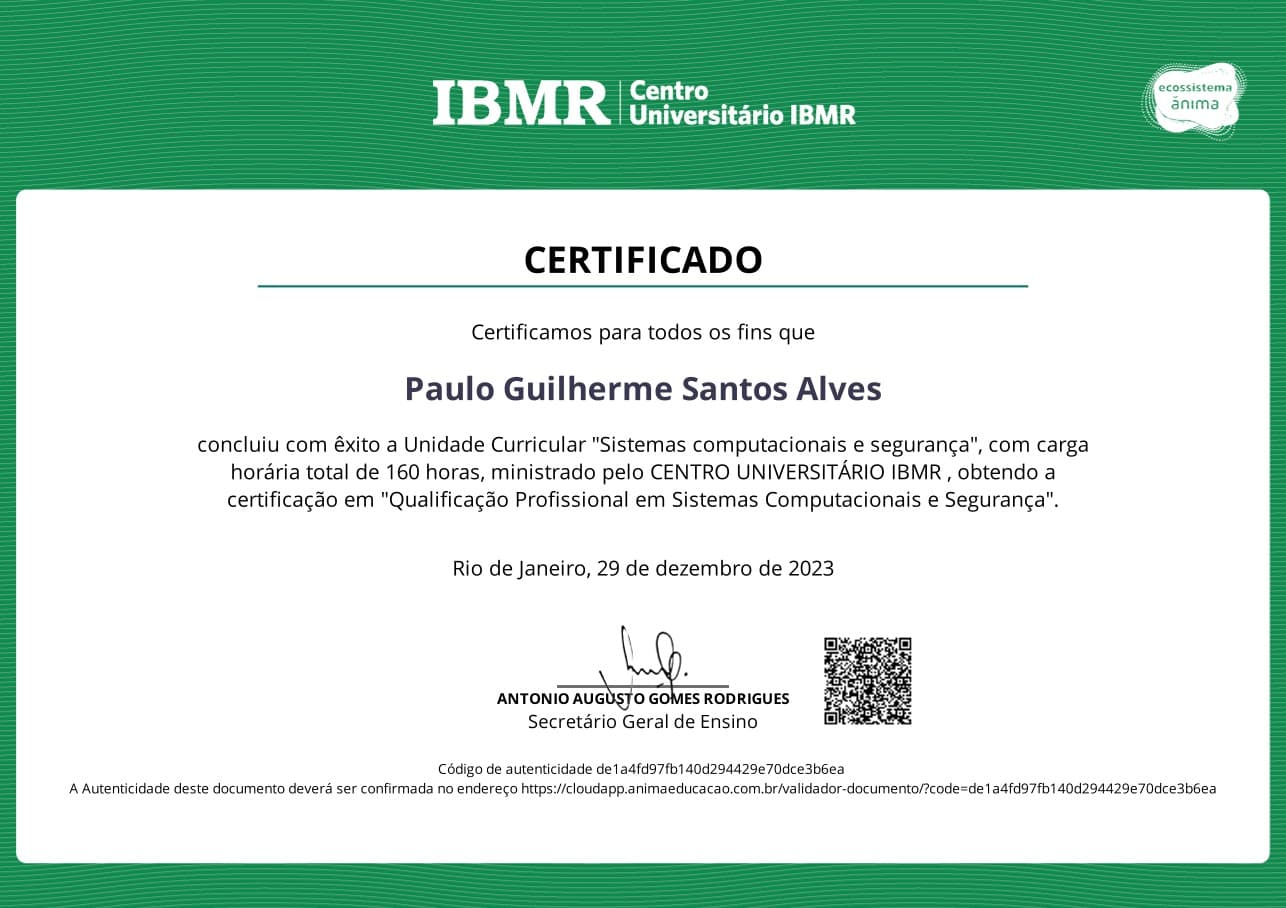 Sistemas Computacionais e Segurança